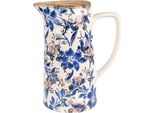 Caraffa Decorativa Clayre & Eef 21X14X26 Cm Beige Blue Ceramic Flowers