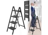 Sessamen-Lp Scala In Alluminio A 4 Gradini Scala Pieghevole Sgabello Antiscivolo Scala A Gradini Scala Domestica Con Pedale Antiscivolo