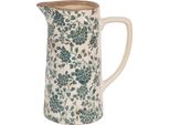 Caraffa Decorativa Clayre & Eef 21X14X26 Cm Fiori Di Ceramica Verde Beige