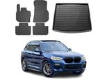 FußMatten & Kofferraumwanne Set FüR Bmw X3 G01 2017-2024 Gummi Schwarz 5X