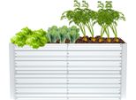 Sessamen-Lp Letto Rialzato In Metallo Kit Letto Rialzato Per Letto Per Erbe Letto Per Verdura Cassetta Da Giardino Telaio Freddo Per La Coltivazione Di Fiori, Frutta, Verdura (Zincato, Rettangolare, 180 X 90 X 58 Cm)
