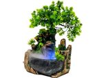 Fontana Da Interno - Fontana Da Tavolo - Illuminazione A Led - Cascata Con Nebbia - Resina - Per Soggiorno E Scrivania - Verde