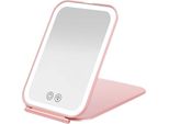 Inf Specchio Trucco Led Portatile Pieghevole Ricaricabile Con Controllo Touch Oro Rosa