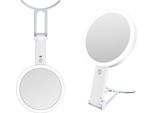 Inf Specchio Trucco Illuminato Led Con Supporto A C - Ingrandimento 10X Bianco