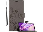 Cadorabo Cover Per Samsung Galaxy A20S Cover Protettiva In Grigio Cover Protettiva Cover Per Telefono Cellulare Cover Fiori Custodia Fiore