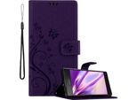 Cadorabo Cover Per Sony Xperia XZ1 Cover Protettiva In Viola Cover Protettiva Custodia Per Cellulare Custodia Fiori Custodia Fiori