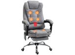 Vinsetto Sedia Da Ufficio Massaggiante Riscaldata, Sedia Da Ufficio Ergonomica, Regolabile In Altezza, Schienale Reclinabile, Tela In Microfibra Grigia