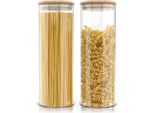 Arendo Barattoli Per La Conservazione, Set Di Barattoli In Vetro 2X 2,2 L In Vetro Borosilicato Con Coperchio In Bambù, Ermetici, Set Di 2, Resistenti Al Calore, Ecologici, Durevoli, Adatti Al Microonde