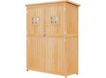 Outsunny Geräteschuppen Gerätehaus Geräteschrank Pultdach Garten Holz Natur 127,5x50x164cm