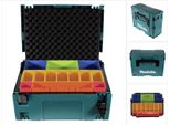 Makita Makpac 2 Valigetta Sistema + Inserto Scatola Con Scatole Colorate P-83652 + Inserto Coperchio In Schiuma