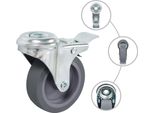 Vidaxl Ruote Girevoli Con Foro Per Bulloni E Doppio Freno 4 Pz. 75 Mm