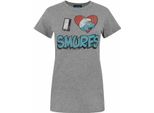 Junk Food - Maglietta "I Love Smurfs"" Da Donna NS5860 (S) (Grigio Screziato)"