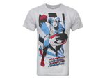 Captain America - T-Shirt Da Uomo NS5469 (S) (Grigio/Blu/Rosso)