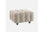 Pouf, Poggiapiedi Per Divano 3 Posti Leon Bouclette Strutturato, Beige