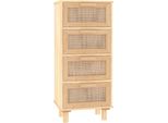 Syfax™ Credenza Marrone 40X30X90Cm Legno Massello Pino Rattan Naturale