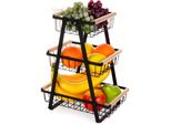 Cestino A Tre Piani Per Frutta E Verdura, Ripiano In Metallo Nero