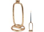 Portacandele In Metallo Dorato Per Una Candela Lunga, Tavolo Decorativo, 24 Cm