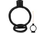 Portacandele In Metallo Nero Per Una Candela Lunga, Tavolo Decorativo, 15 Cm