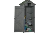 Armadio Da Giardino Casetta Da Giardino Ripostiglio Attrezzeria Con Ripiani Tetto In Asfalto Finestra Legno Grigio+Verde 77 X 54,2 X 179 Cm