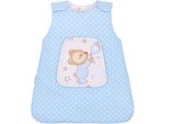 Sacco A Pelo Per Bambole Fino A 45 Cm - Collezione Bobo - Blu Con Pois E Orsacchiotto
