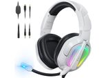 Cuffie Da Gioco Per Ps4/Pc/Xbox/Nintendo Switch, Cuffie PS5 Con Microfono, Cuffie Da Gioco Con Microfono, Cuffie Con Cancellazione Del Rumore Da 3,5 Mm Bianche