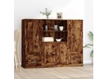 Vidaxl Tavole Alte 3 Pz. Materiale A Base Di Legno Di Quercia Affumicata
