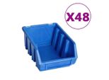 Vidaxl Set Di Contenitori Per Minuteria Da 128 Pezzi Con Piastre A Muro Blu