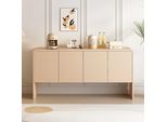 Merax Comò Credenza Con Illuminazione A Led, 1 Cassetto, 4 Ante, Ampio Spazio Contenitivo Per Soggiorno, Ingresso O Cucina, Credenza, Bianco, 140 X 40 X 80 Cm