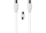 Force Power, Cavo Coassiale Tv 9,52 Mm Maschio/Femmina 2 M Con Adattatore Maschio/Maschio, Bianco