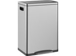 Homcom Cestino Per Rifiuti 40L A Pedale Cestino Per Rifiuti Con Coperchio E Pedale, Cestino Per Rifiuti Con 2 Contenitori Interni, Funzione Soft-Close Per Soggiorno, Ufficio