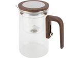 Teiera In Vetro Con Separatore D'acqua E Filtro, 800 Ml, Teiera Trasparente Con Manico In Legno, Coperchio Sicuro E Interruttore Magnetico