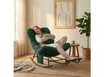 Lvhom Sedia A Dondolo Con Poggiapiedi Regolabile, Sedia A Dondolo Con Rivestimento In Corda, Sedia In Rattan Con Struttura In Acciaio E Tasca Laterale, Sedia Lounge, Emerald