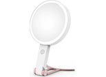 Inf Specchio Trucco Illuminato Led Con Supporto A C - Ingrandimento 10X Rosa