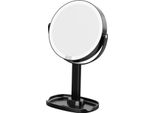 Inf Specchio Per Trucco Led Bifacciale 20 Cm Con Ingrandimento 5X, Ricaricabile Nero