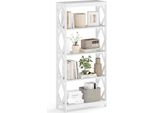 Costway Libreria A 5 Ripiani, Scaffale In Legno Con Struttura, Scaffale Bianco, Scaffale Portaoggetti Per Cucina, Soggiorno E Camera Da Letto, 70 X 30 X 155 Cm