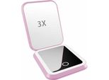 Inf Specchio Trucco Led Ricaricabile Con Ingrandimento 3X - Portatile Rosa