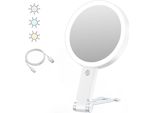 Inf Specchio Cosmetico Illuminato A Led Con Supporto A Orso, Ingrandimento 30X Bianco