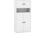 Libreria Costway Con 4 Ante E Ripiani Regolabili, Libreria A 4 Ripiani, Armadio A Giorno Bianco 54X30X111 Cm