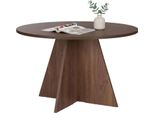 Dmora Tavolo Fisso Racale 120X120X75H Cm Marrone Noce, 4 Posti Forma Rotondo