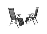 Vcm 2Er Set Alu Liegestuhl Klappstuhl Relaxstuhl Schwarz / Rahmen Anthrazit M. FußStüTze MaßE H. 112 X B. 55 X T. 60 Cm
