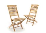 Vcm 2Er Set Gartenstuhl Hochlehner Klappstuhl Verstellbar Teak Holz Unbehandelt Hellbraun MaßE H. 98 X. B. 42 T. 43 Cm