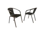 Vcm 2Er Set Bistrostuhl Stapelstuhl Balkonstuhl Rattanstuhl Dunkel-Braun Poly-Rattan FüßE Mit Gumminoppen MaßE H. 73Xb. 53Xt. 60 Cm