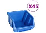 Vidaxl Set Di Contenitori Per Minuteria Da 48 Pezzi Con Piastre A Muro Blu Nero