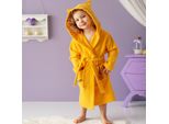 Milk&Moo Tombish Cat Accappatoio In Velluto Per Bambini Con Cappuccio, Vestaglia In Velluto Extra Morbido Per Bambine E Bambini, Struttura Resistente, Arancione, 2-4 Anni