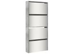 Vidaxl Scarpiera Con Specchio 4 Scomparti Grigio Cemento 63X17X134 Cm