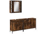 Vidaxl Set Di Mobili Da Bagno A 3 Pezzi In Legno Di Quercia Affumicata