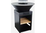 Barbecue Braciere 81,5Cm, Griglia Di Cottura, Contenitore Per La Legna, Nero