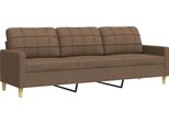 Vidaxl Divano 3 Posti Marrone 210 Cm In Tessuto