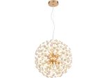 Lampada A Sospensione Led, 8 Lampadine, Cristalli, Oro, Trasparente, D 40 Cm