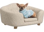 Pawhut Divano Per Animali Domestici Tappetino Per Cani Letto Per Cani Divano Per Cani Divano Per Gatti Con Cuscino Tasca Posteriore In Schiuma Di Pino Bianco Crema 70 X 47 X 30 Cm